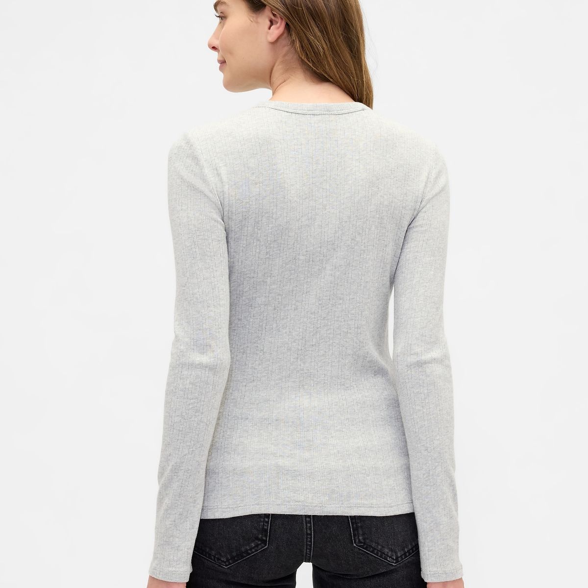 GAP - Polera Mujer Gap Manga Larga Gris