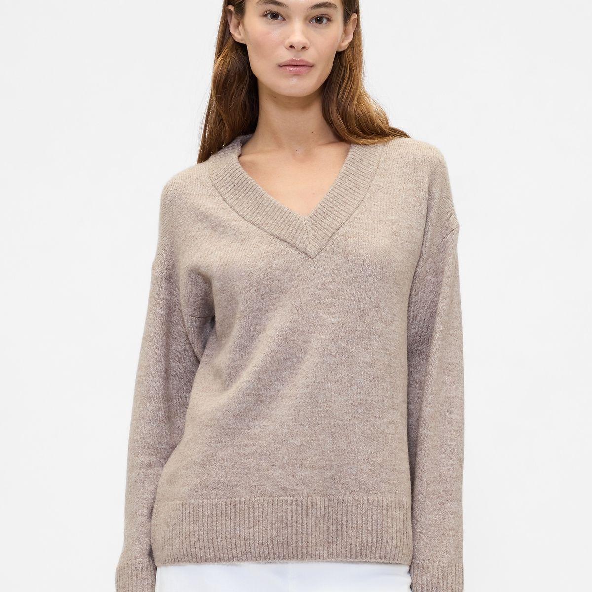 GAP - Sweater Mujer Gap Cuello V Café