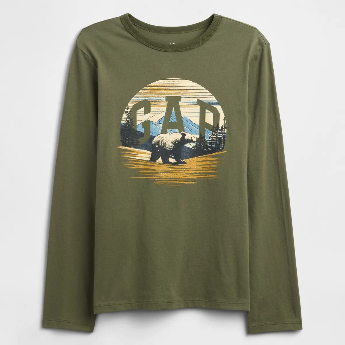 GAP - Polera Niño Gap Manga Larga Logo Verde