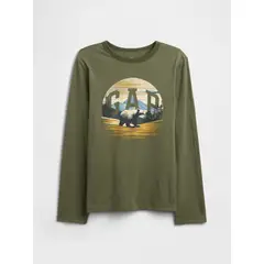 GAP - Polera Niño Manga Larga Logo Verde