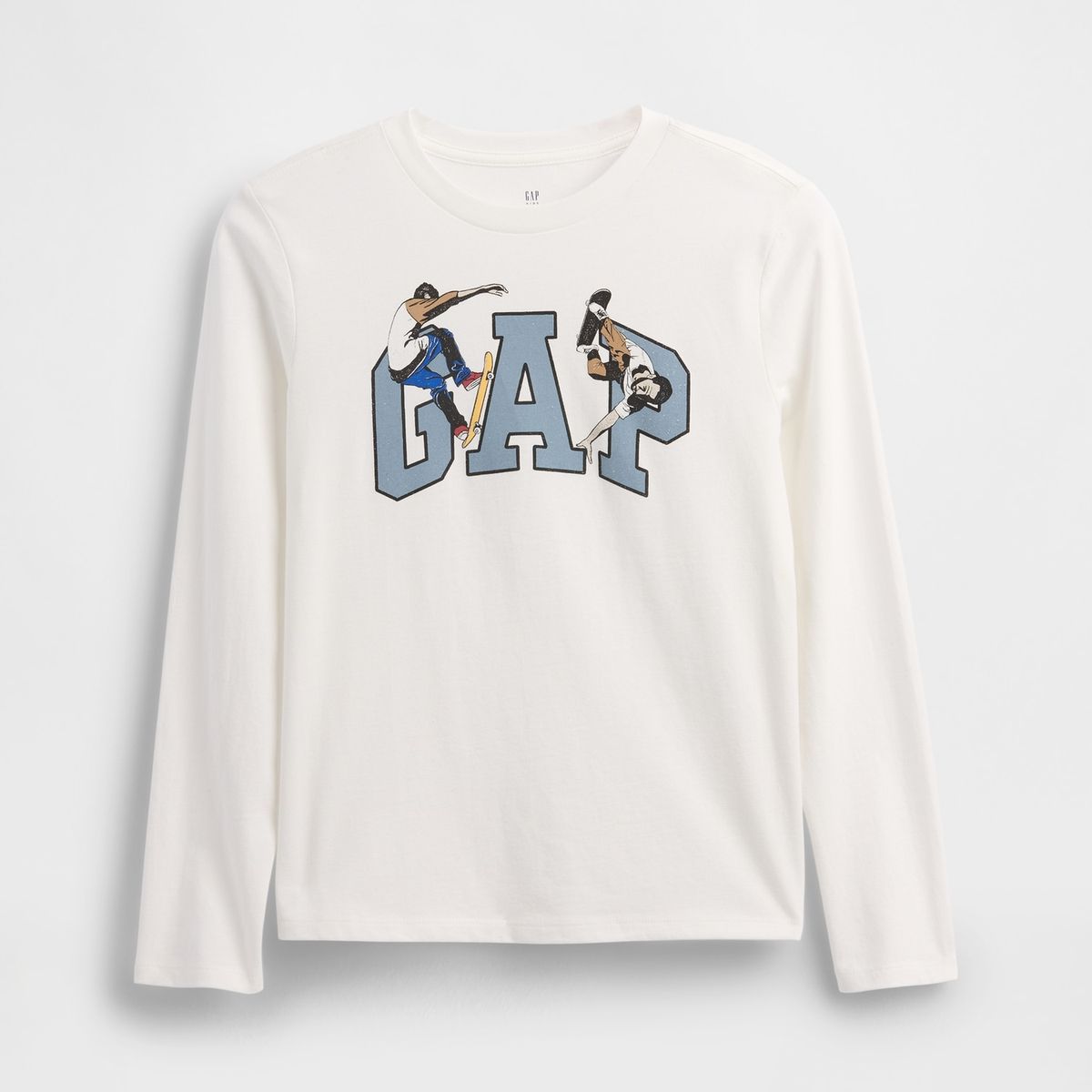 GAP - Polera Niño Gap Manga Larga Logo Blanco