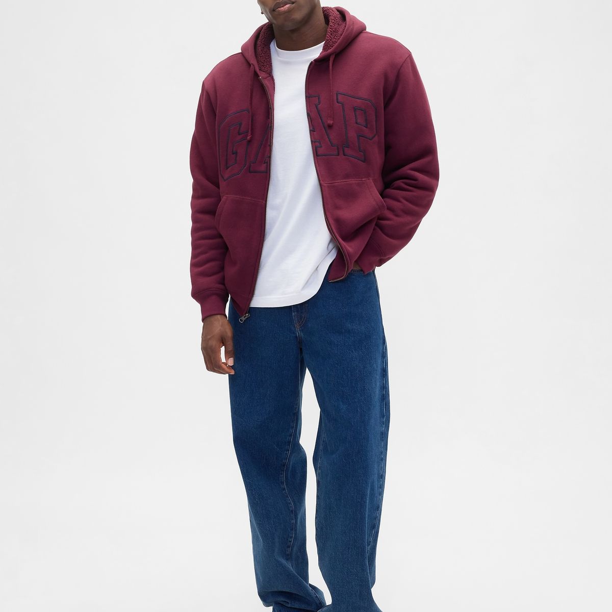 GAP - Polerón Hombre Con Gorro Con Cierre Logo Rojo Gap