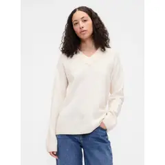 GAP - Sweater Mujer Cuello V Blanco