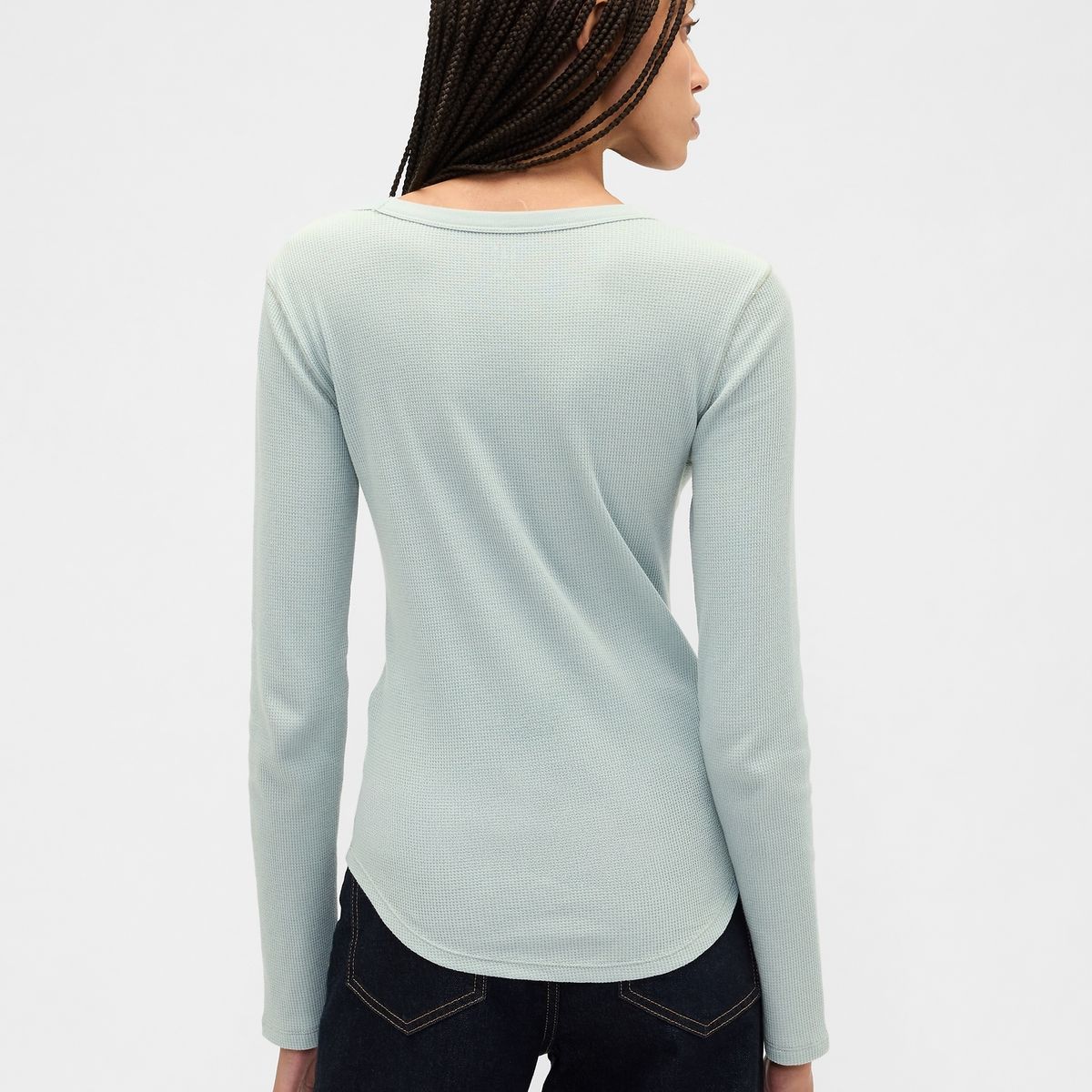 GAP - Polera Mujer Manga Larga Waffle Verde Gap