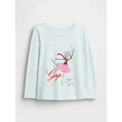 GAP - Polera Toddler Niña Manga Larga Logo Azul