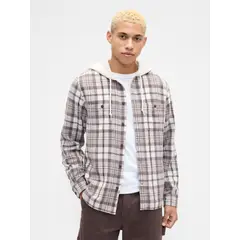 GAP - Camisa Hombre Manga Larga Franela Beige