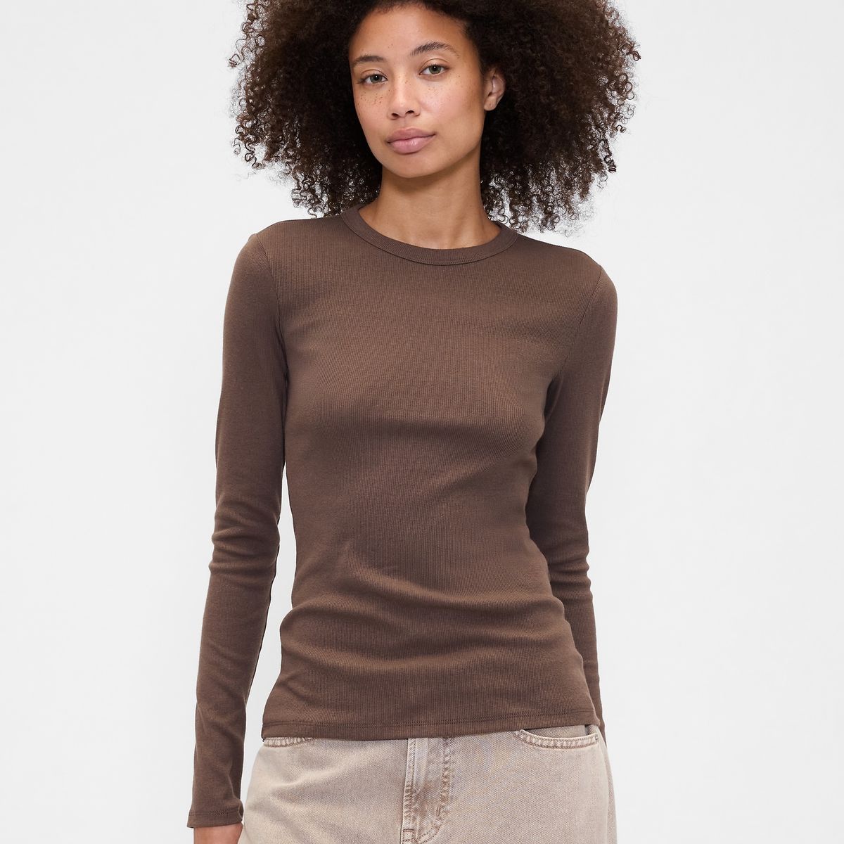 GAP - Polera Mujer Manga Larga Crew Café Gap