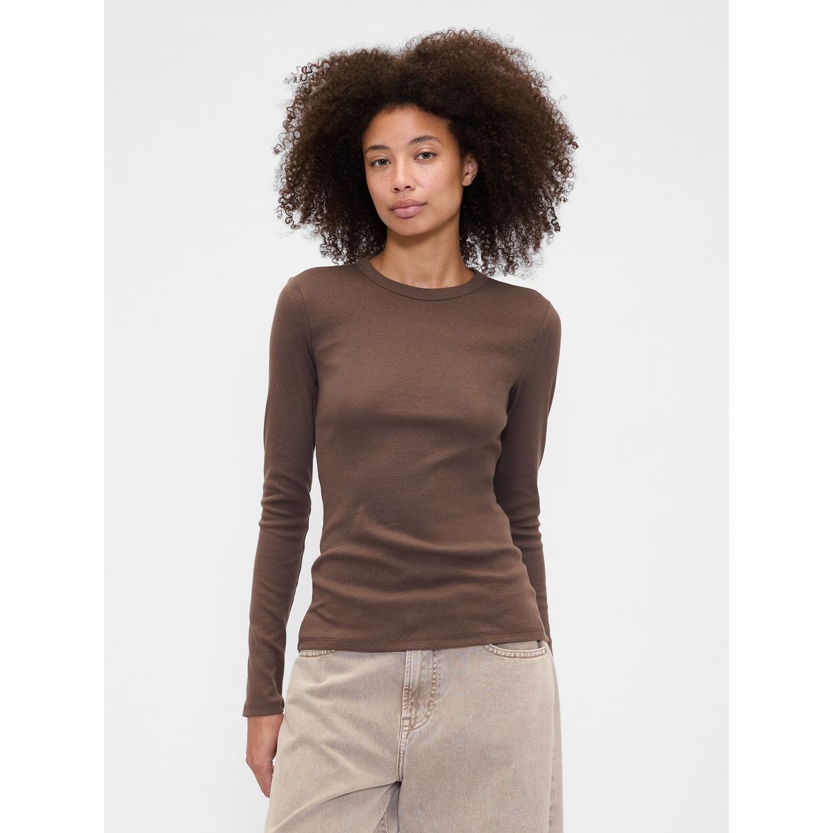 GAP - Polera Mujer Manga Larga Crew Café Gap