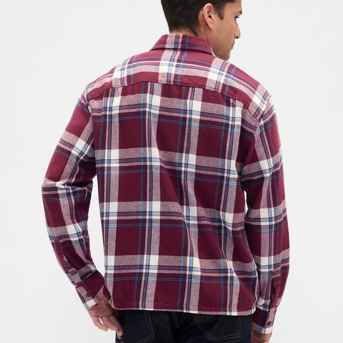 GAP - Camisa Hombre Gap Manga Larga Franela Rojo