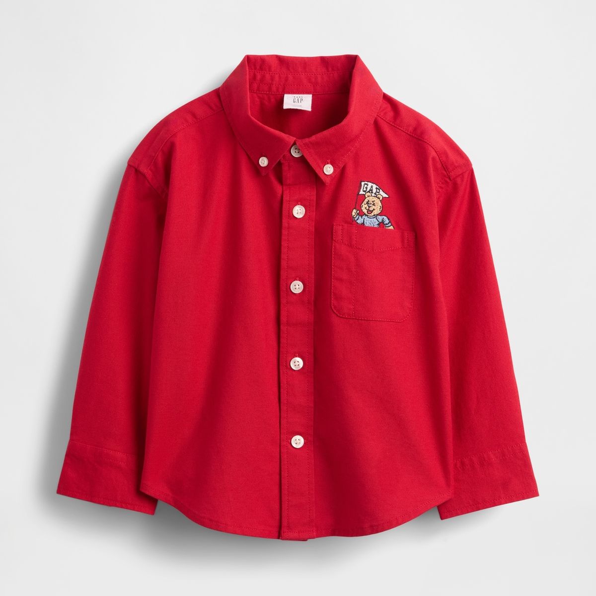 GAP - Camisa Toddler Niño Gap Oxford Manga Larga Rojo