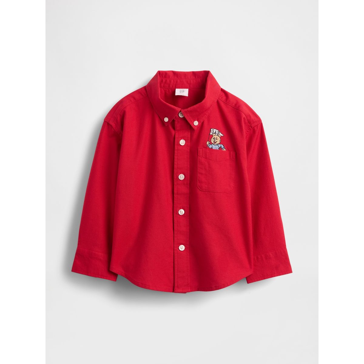 GAP - Camisa Toddler Niño Gap Oxford Manga Larga Rojo