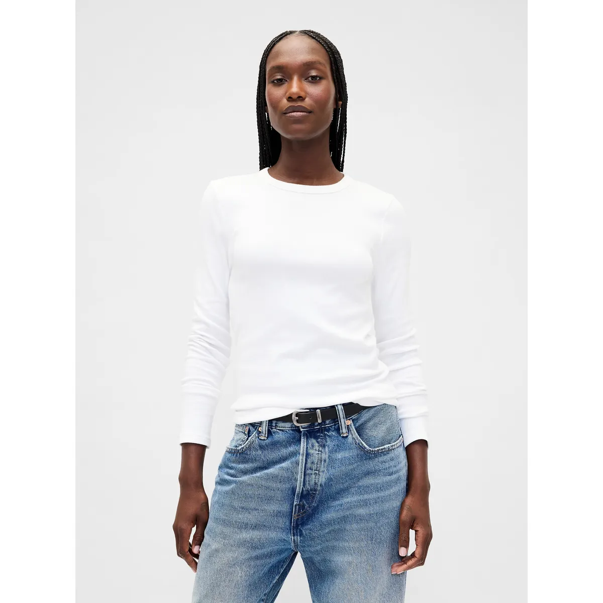 GAP - Polera Mujer Gap Manga Larga Crew Blanco