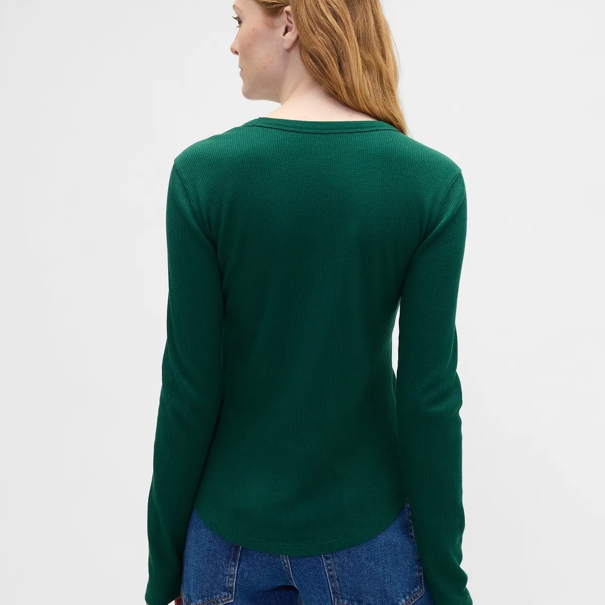 GAP - Polera Mujer Gap Manga Larga Waffle Verde
