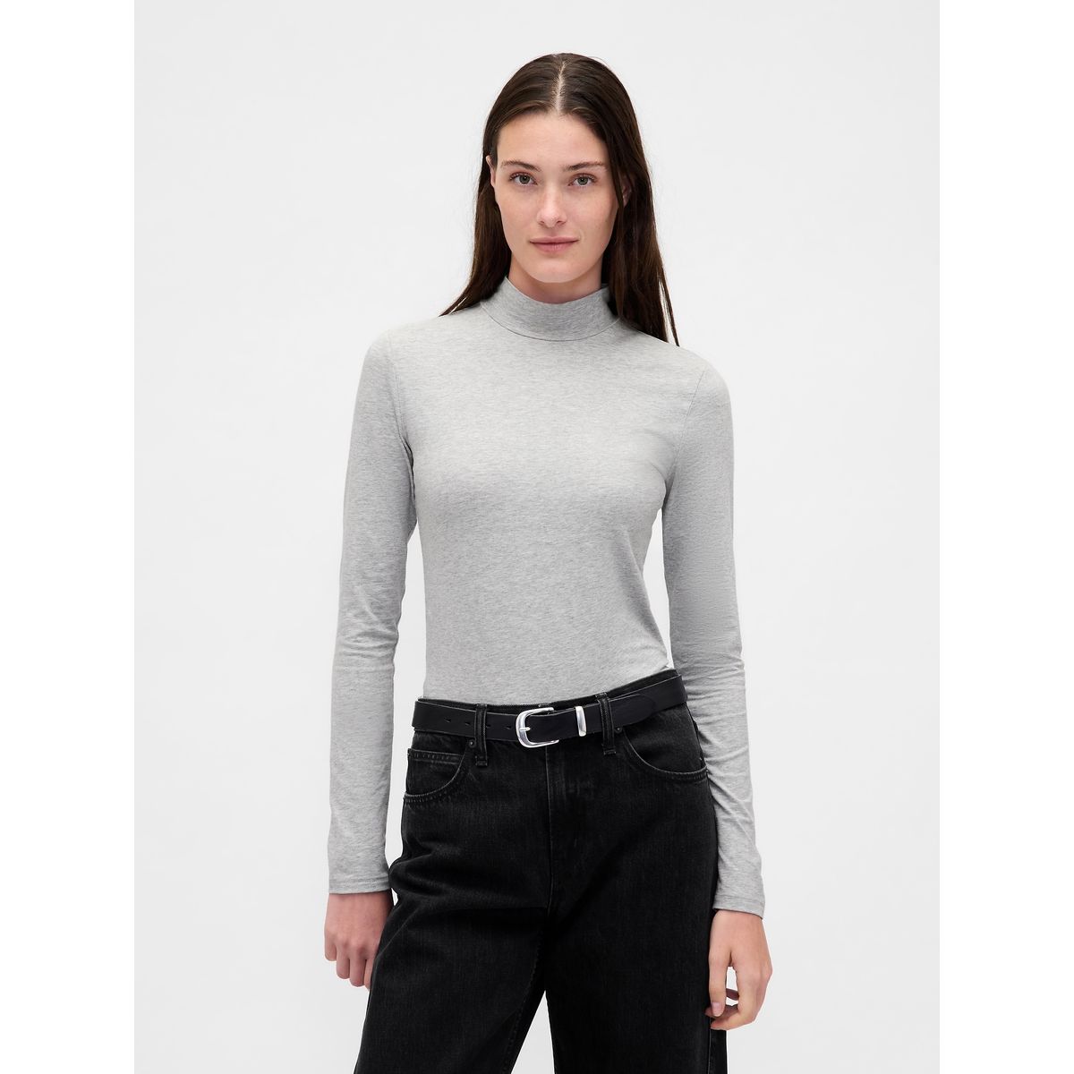 GAP - Polera Mujer Manga Larga Tneck Gris Gap