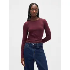 GAP - Polera Mujer Manga Larga Crew Rojo