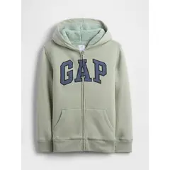 GAP - Polerón Niño Con Gorro Con Cierre Cozy Logo Verde
