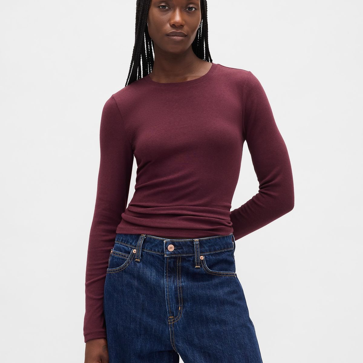 GAP - Polera Mujer Manga Larga Crew Rojo Gap