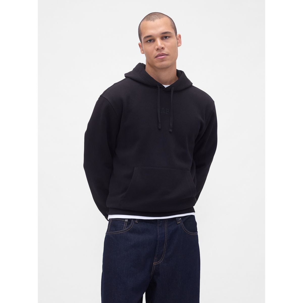GAP - Polerón Hombre Con Gorro Sin Cierre Logo Negro Gap