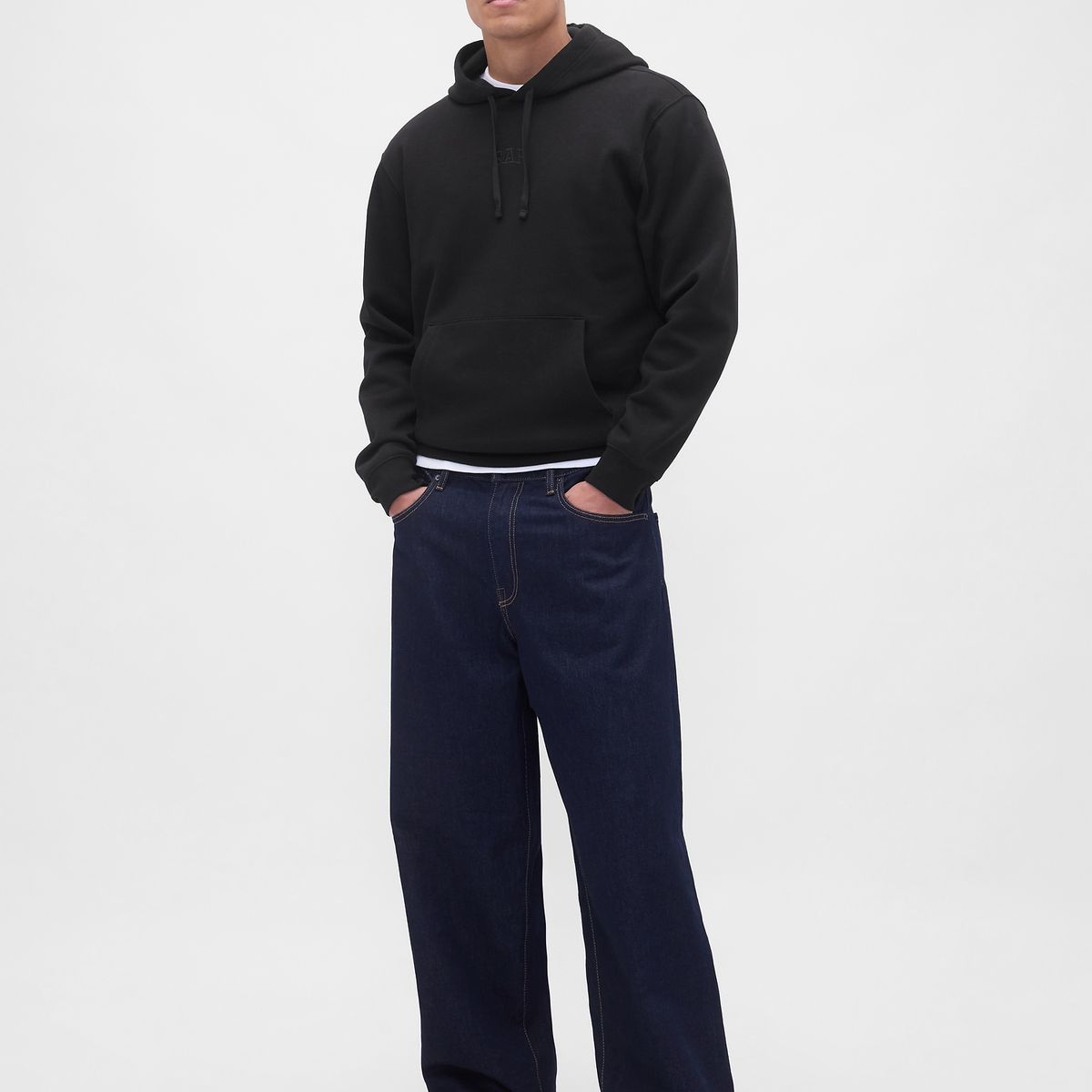 GAP - Polerón Hombre Con Gorro Sin Cierre Logo Negro Gap