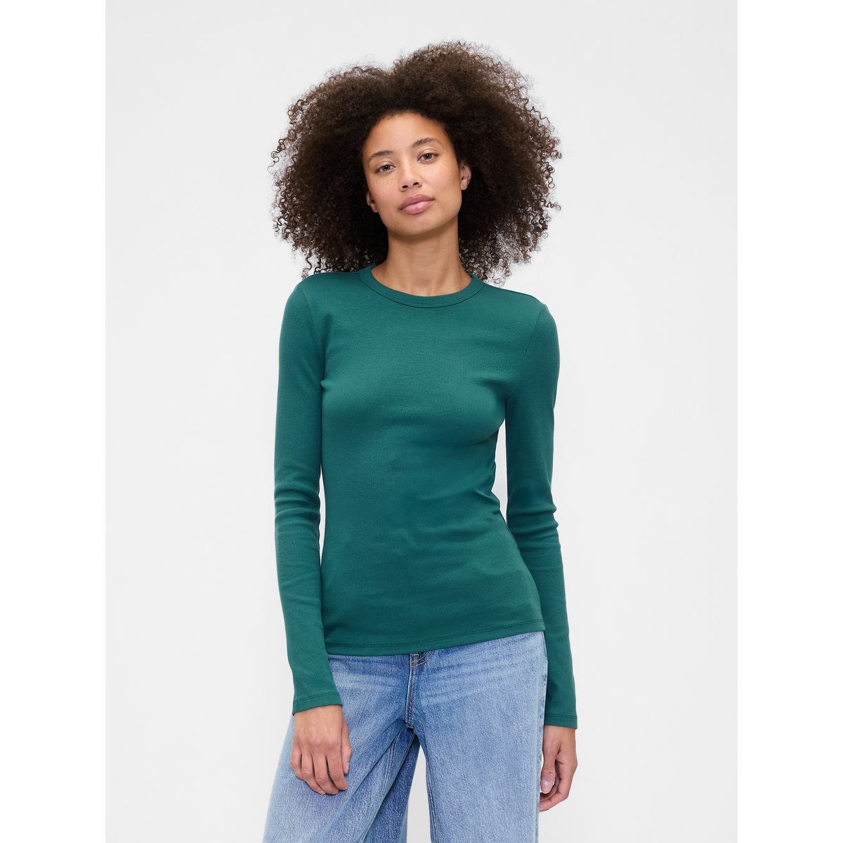 GAP - Polera Mujer Manga Larga Crew Verde Gap