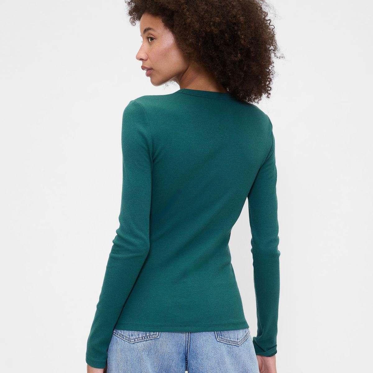 GAP - Polera Mujer Manga Larga Crew Verde Gap