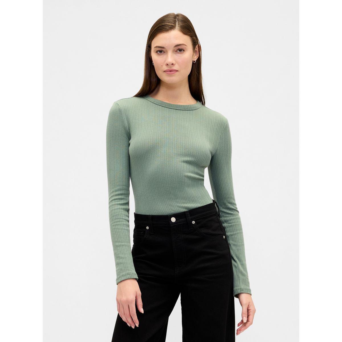 GAP - Polera Mujer Gap Manga Larga Verde