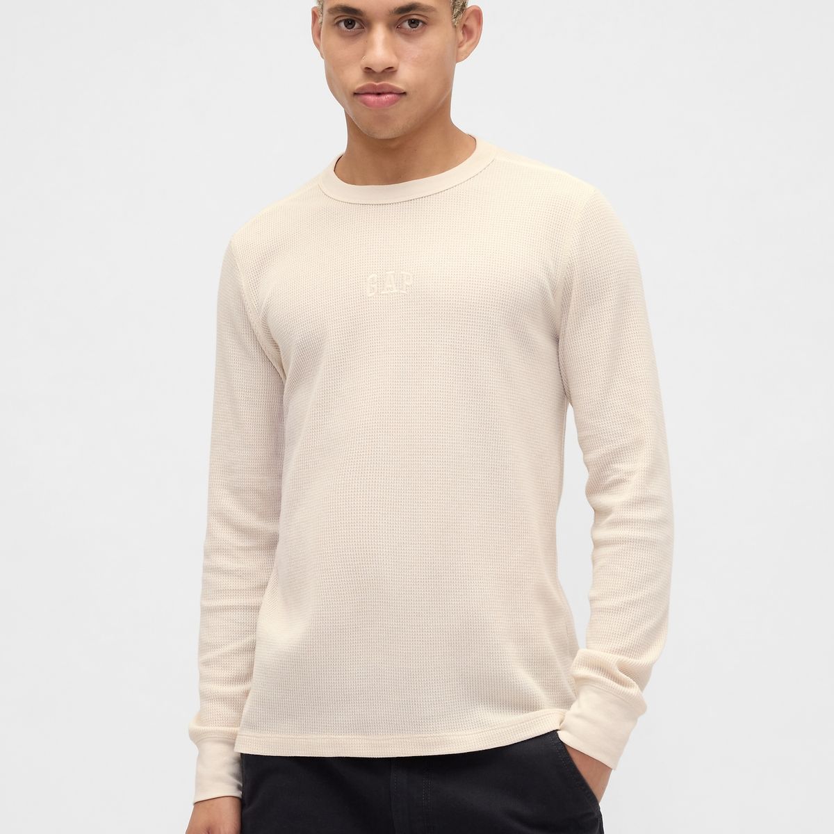 GAP - Polera Hombre Manga Larga Waffle Beige Gap