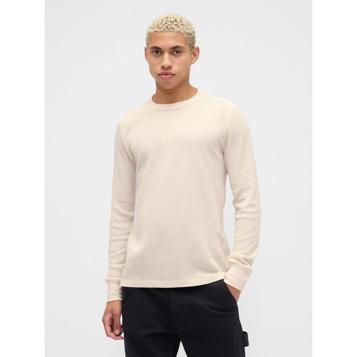 GAP - Polera Hombre Manga Larga Waffle Beige Gap