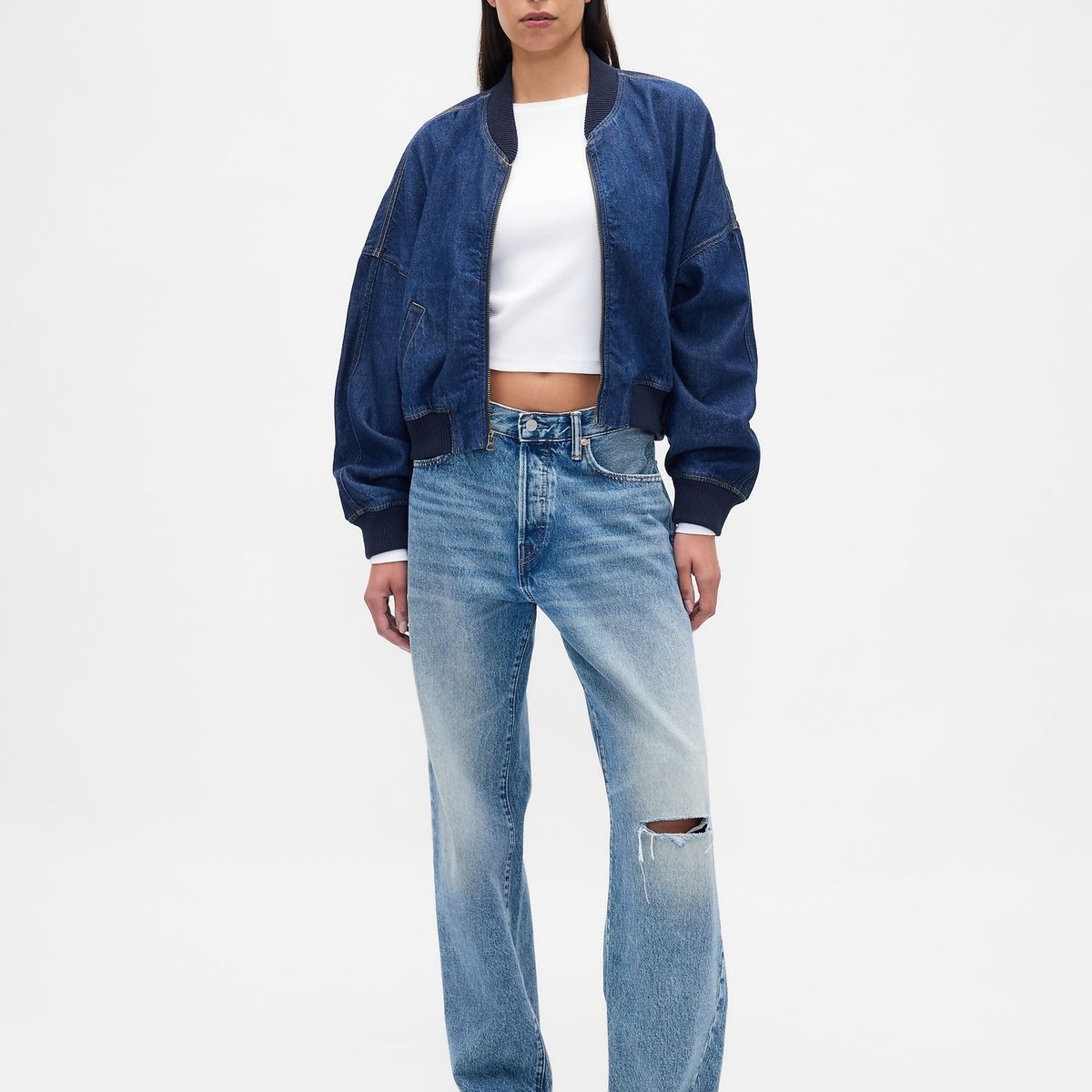 GAP - Polera Mujer Manga Larga Crew Blanco Gap