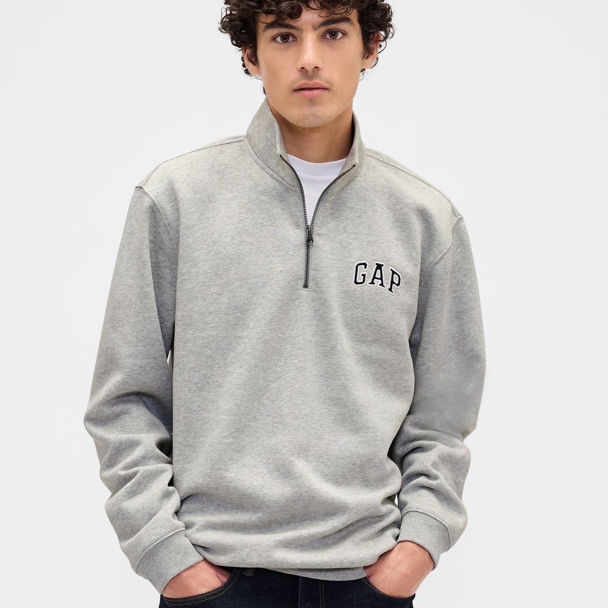 GAP - Polerón Hombre Sin Gorro Con Cierre Gris Gap