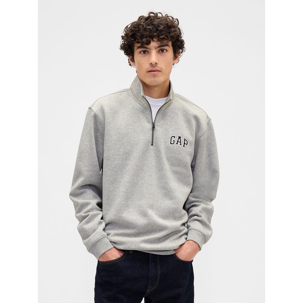 GAP - Polerón Hombre Sin Gorro Con Cierre Gris Gap