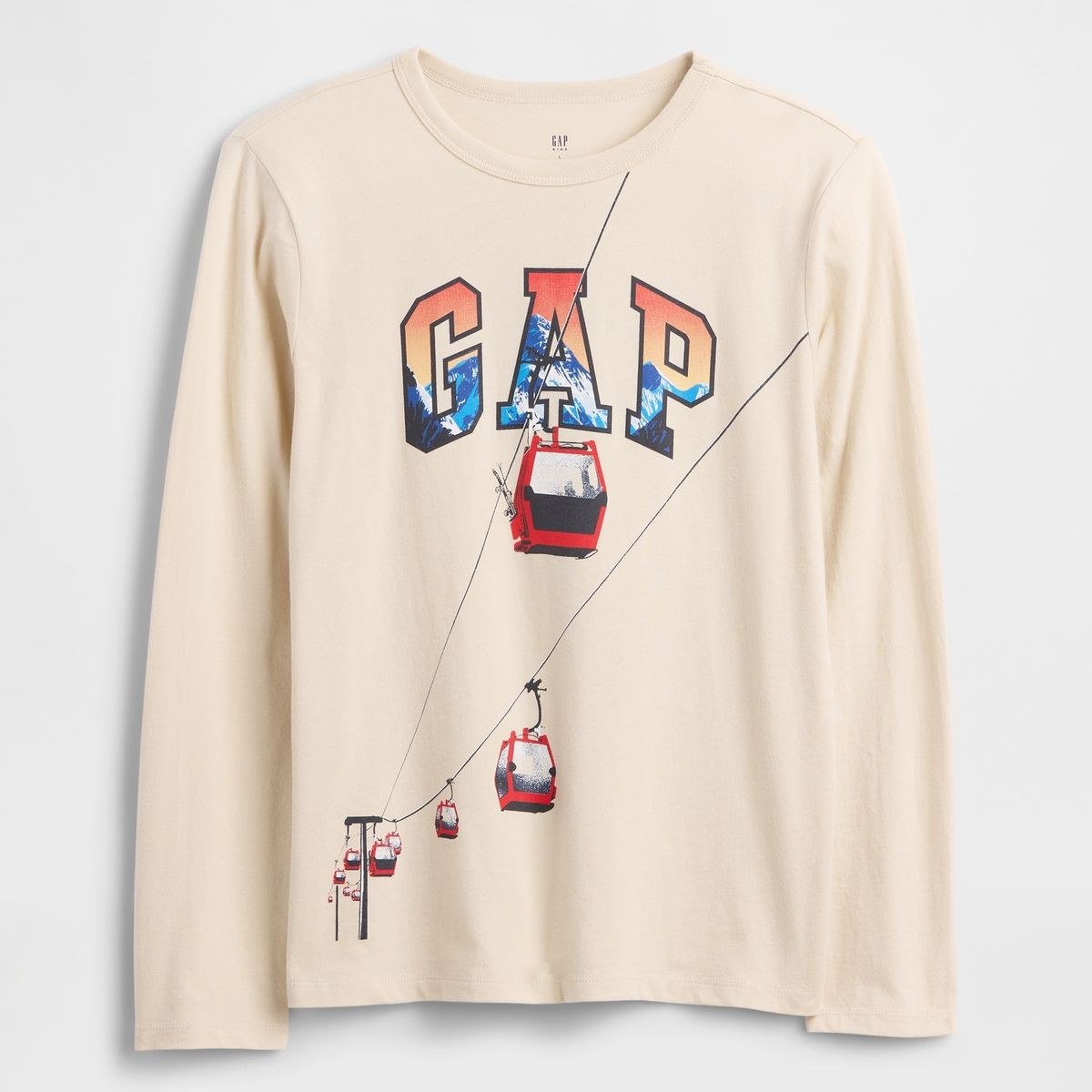 GAP - Polera Niño Logo Manga Larga Beige Gap