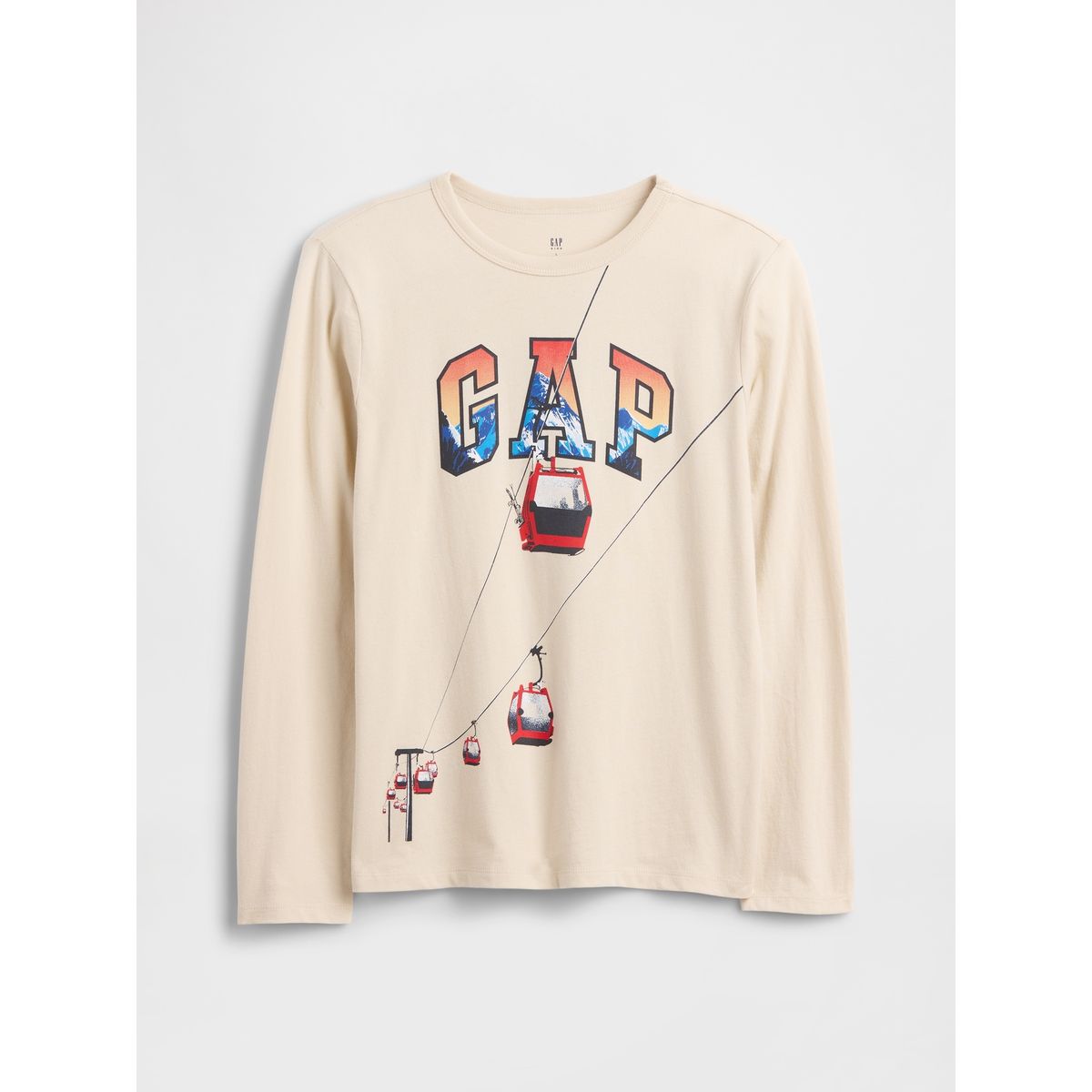 GAP - Polera Niño Logo Manga Larga Beige Gap