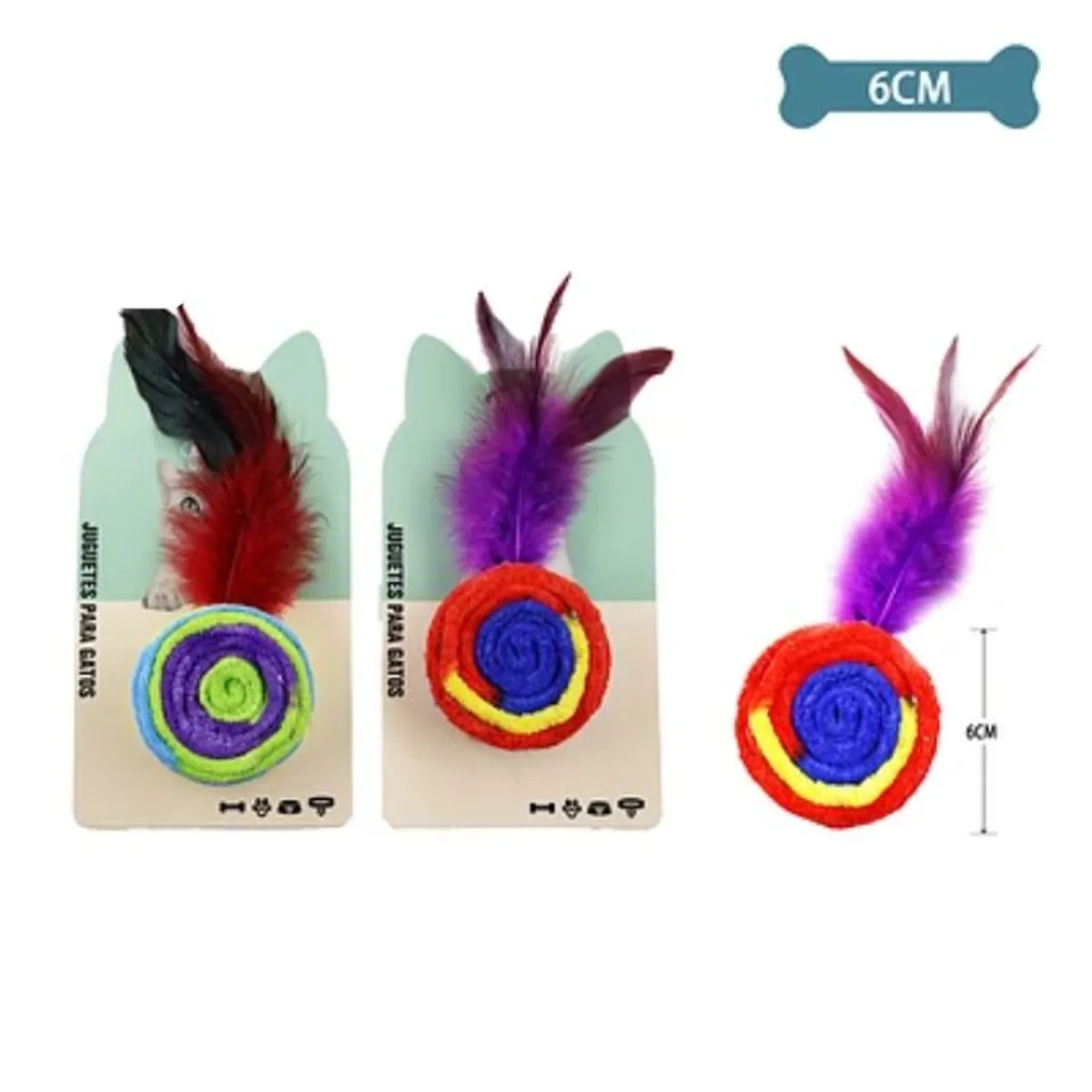 GENERICO - Juguete para gato pelota redonda de hilo con pluma Color Aleatorio