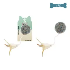 GENERICO - Juguete para gato lino redondo con pluma