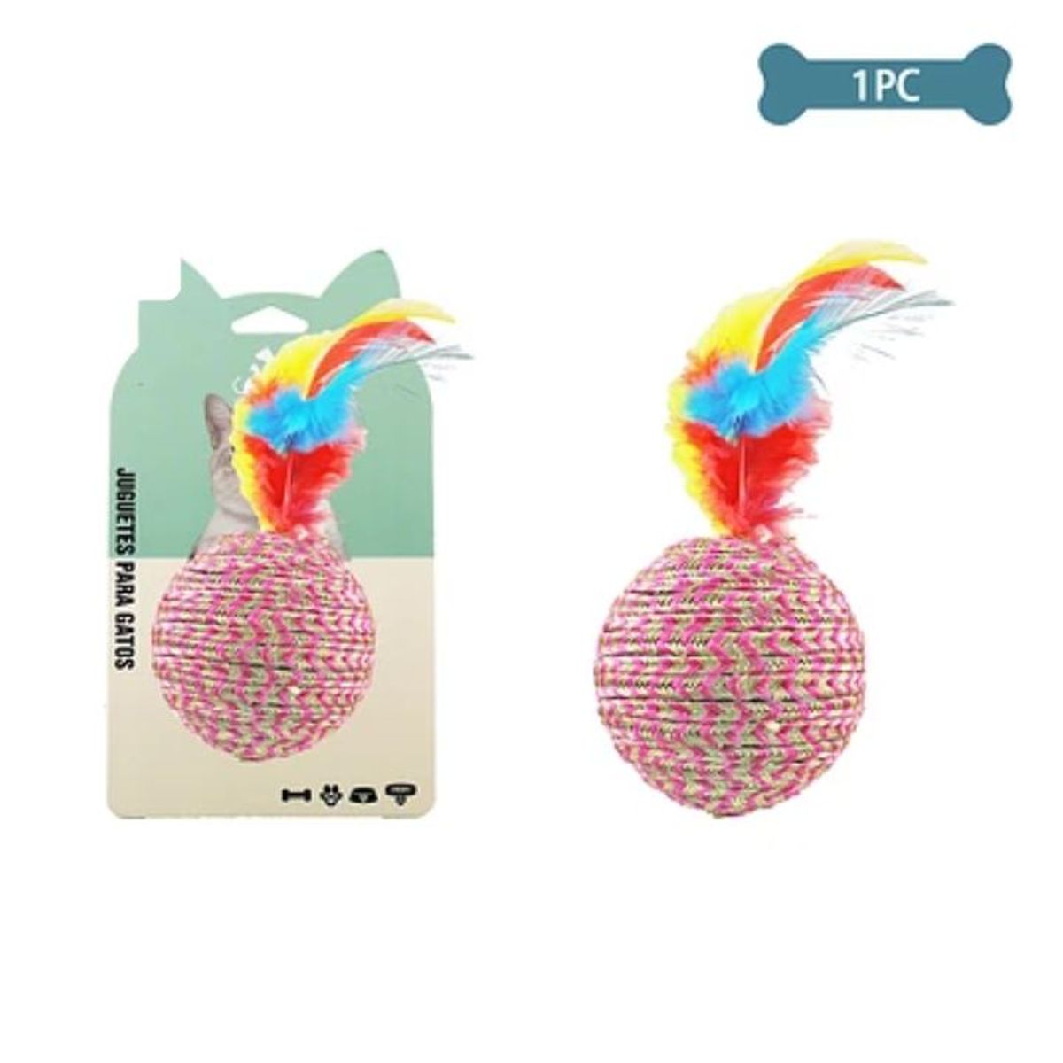 GENERICO - Juguete para gato pelota con pluma