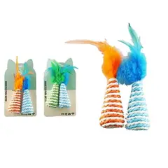 GENERICO - Juguete para gato rábano de papel con pluma Color Aleatorio