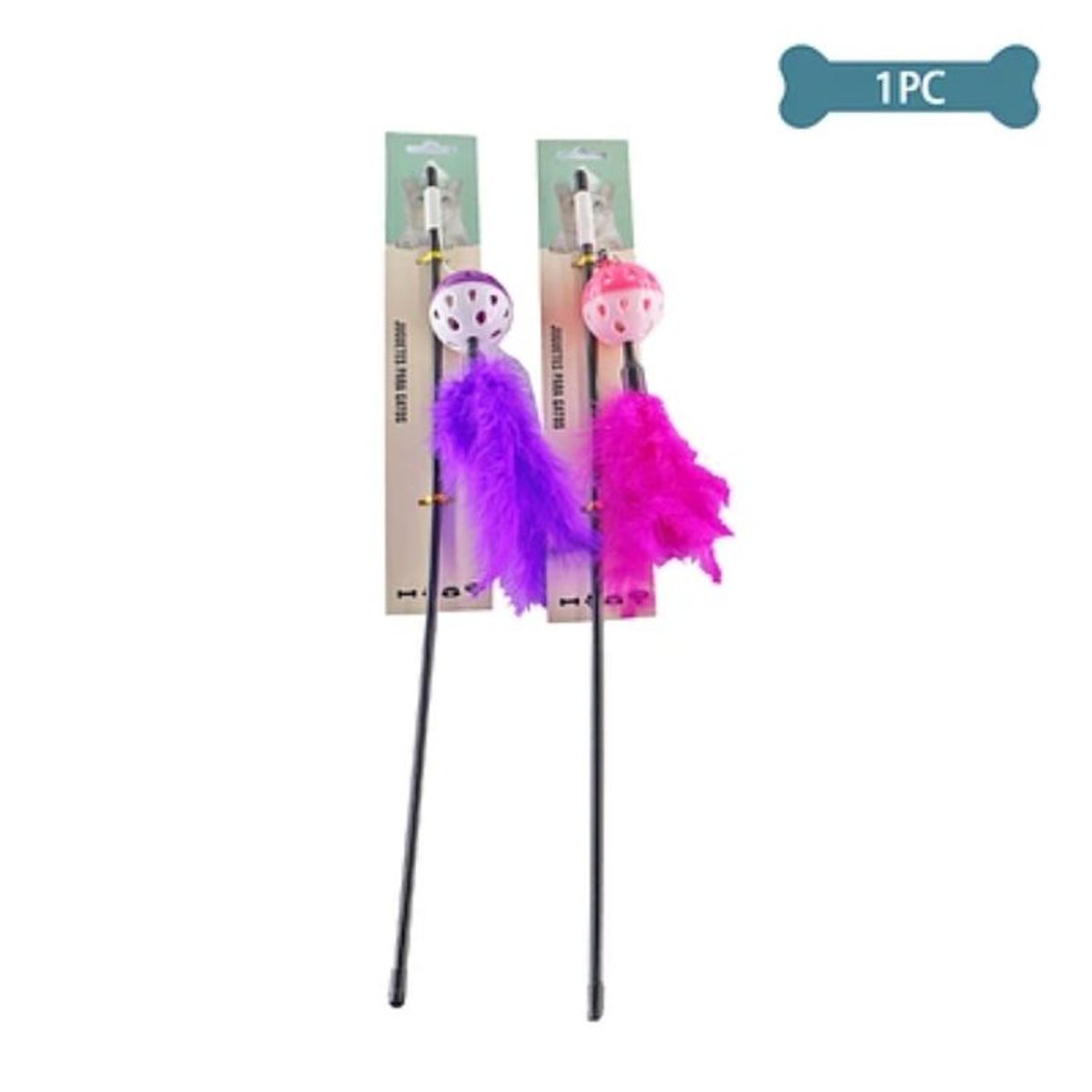 GENERICO - Juguete para gato varita con pelota hueca y plumas Color Aleatorio