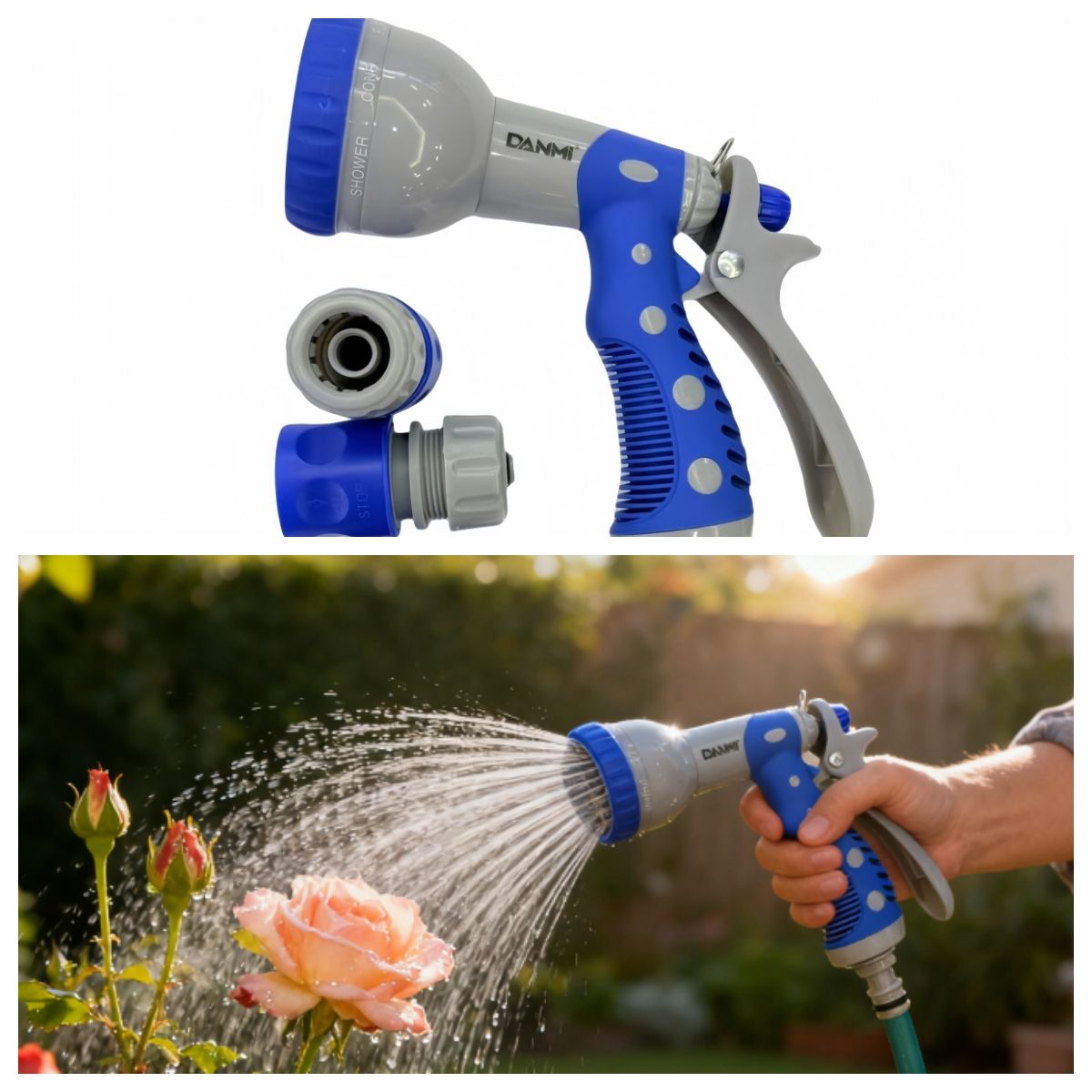 DANMI - Pistola De Riego Para Manguera Jardín 8 Posiciones Danmi