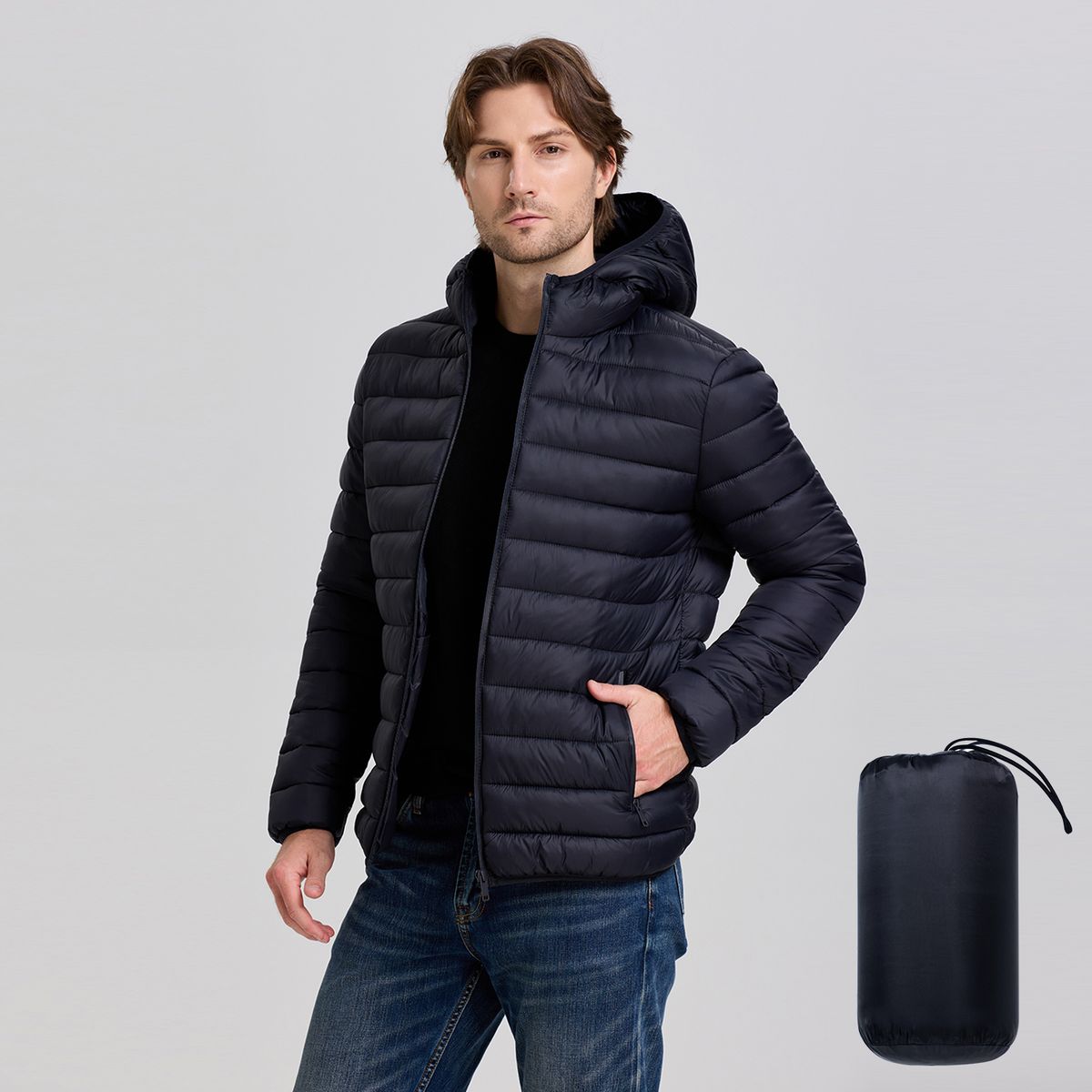 EASTONE - Parka Hombre Con Gorro Azul Eastone