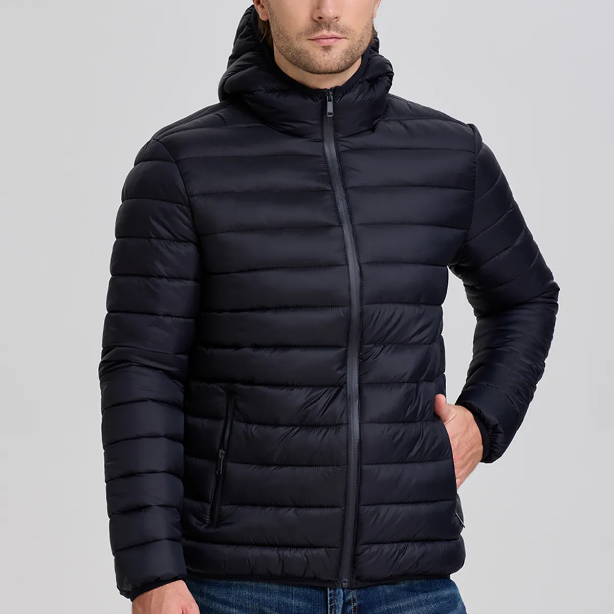EASTONE - Parka Hombre Con Gorro Azul Eastone
