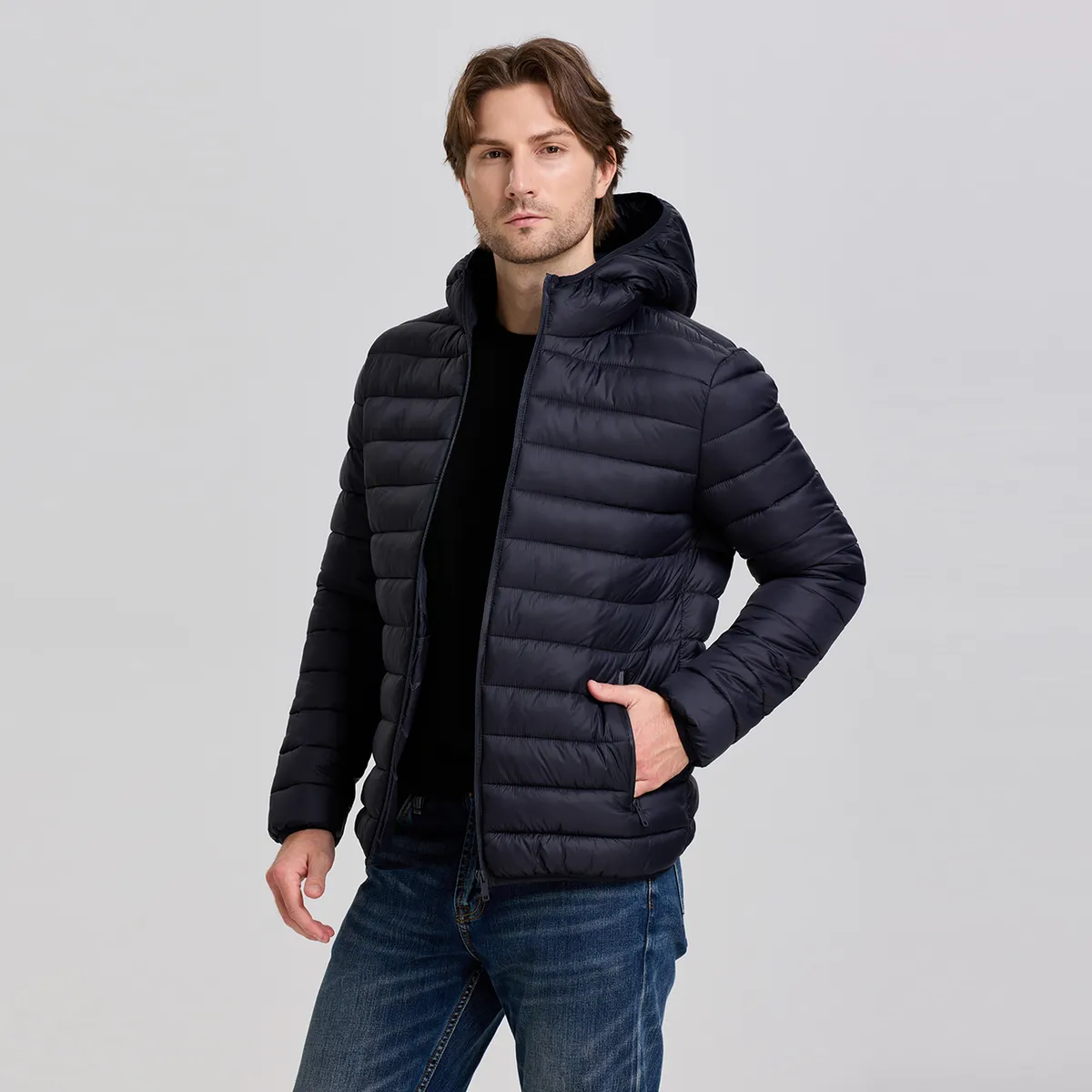 EASTONE - Parka Hombre Con Gorro Azul Eastone