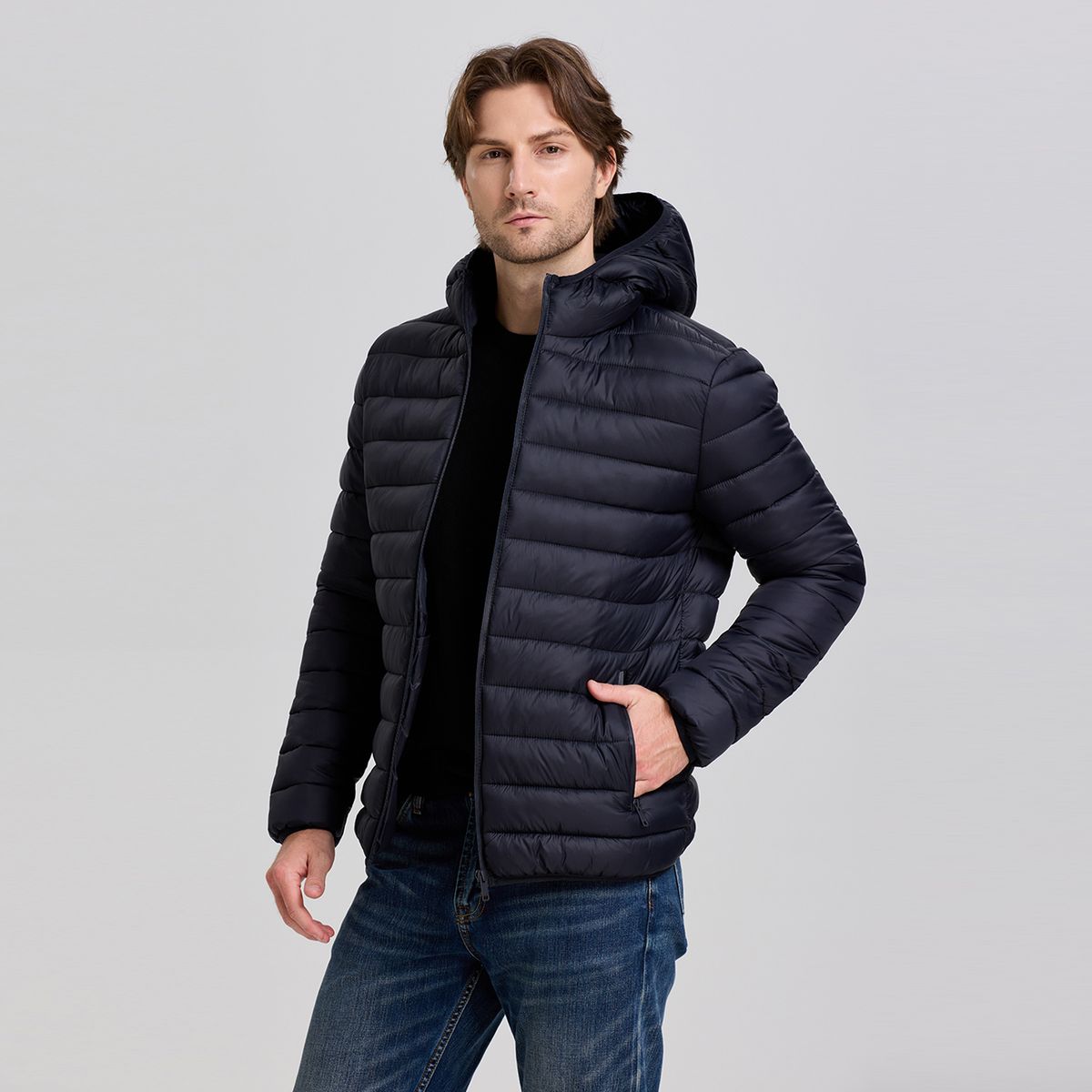 EASTONE - Parka Hombre Con Gorro Azul Eastone