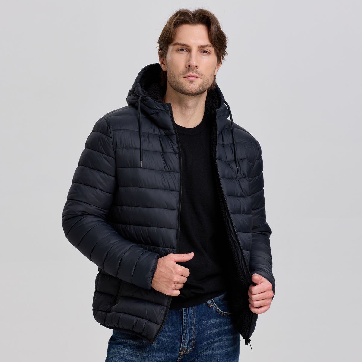 EASTONE - Parka Hombre De Plumas Negro Eastone