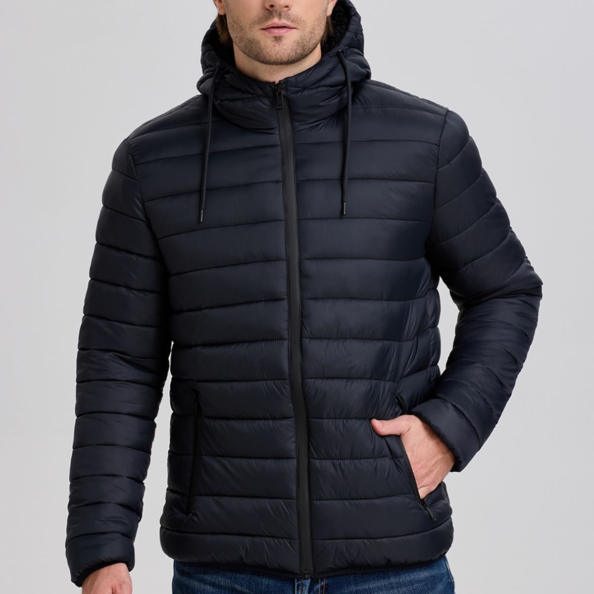 EASTONE - Parka Hombre De Plumas Negro Eastone
