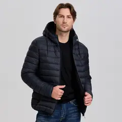 EASTONE - Parka Hombre De Plumas Negro