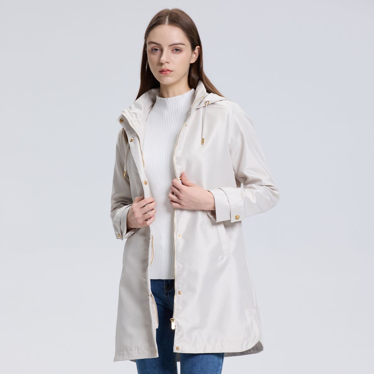 EASTONE - Chaqueta Mujer Long Parka Blanco Eastone