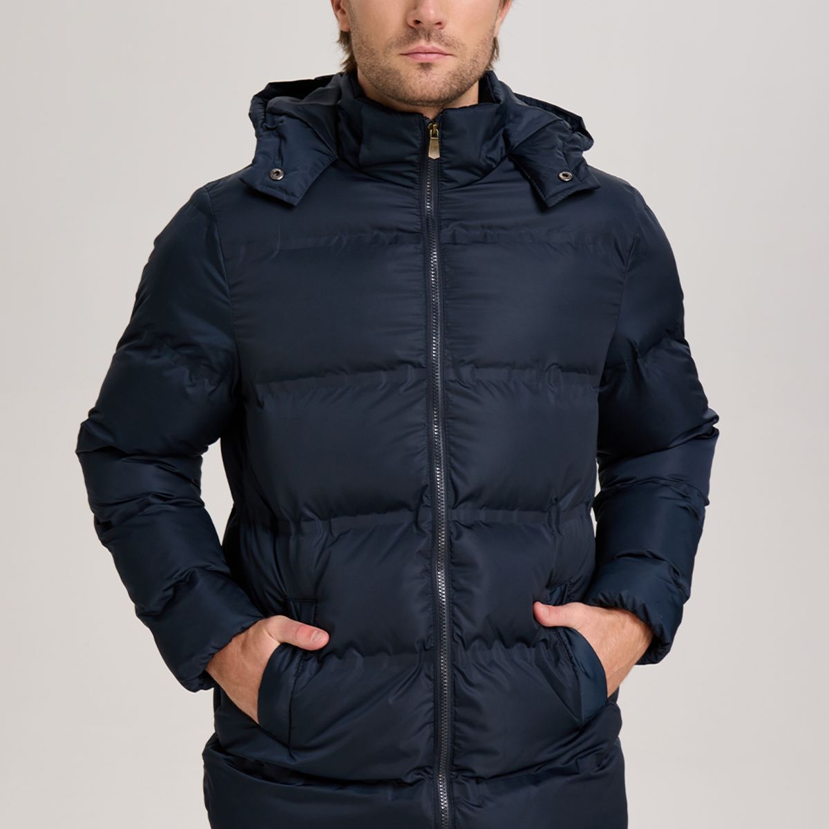 EASTONE - Parkas Hombre Hooded Termica Deplumas Azul Marino Eastone