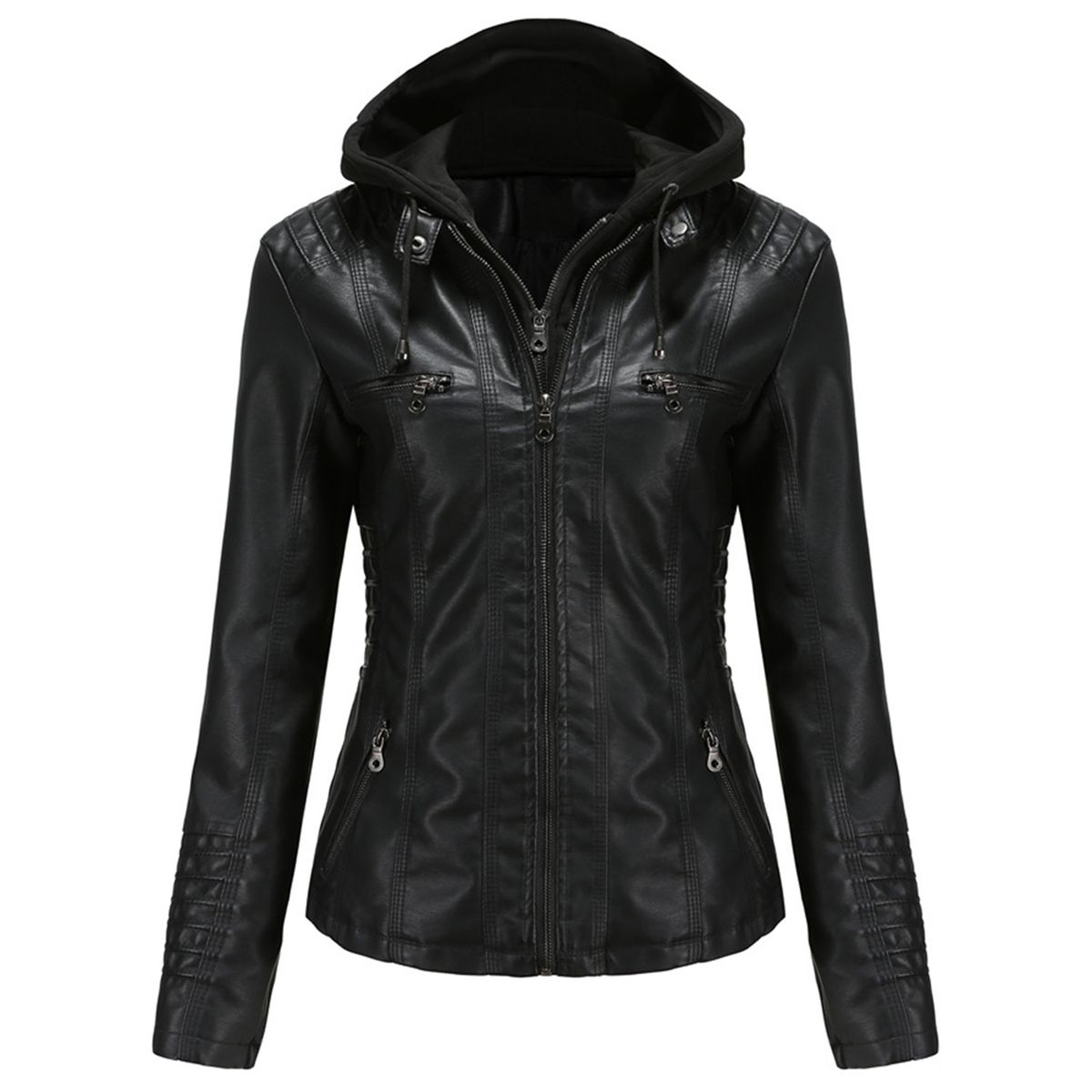EASTONE - Chaqueta Mujer Negra con Capucha Desmontable Estilo Moderno Eastone