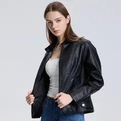 EASTONE - Chaqueta Mujer Negra de Moda Cierre Metálico Estilo Casual